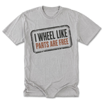 Light Steel Tall Tee featuring the Parts Are Free design on the front by Trail Snark.