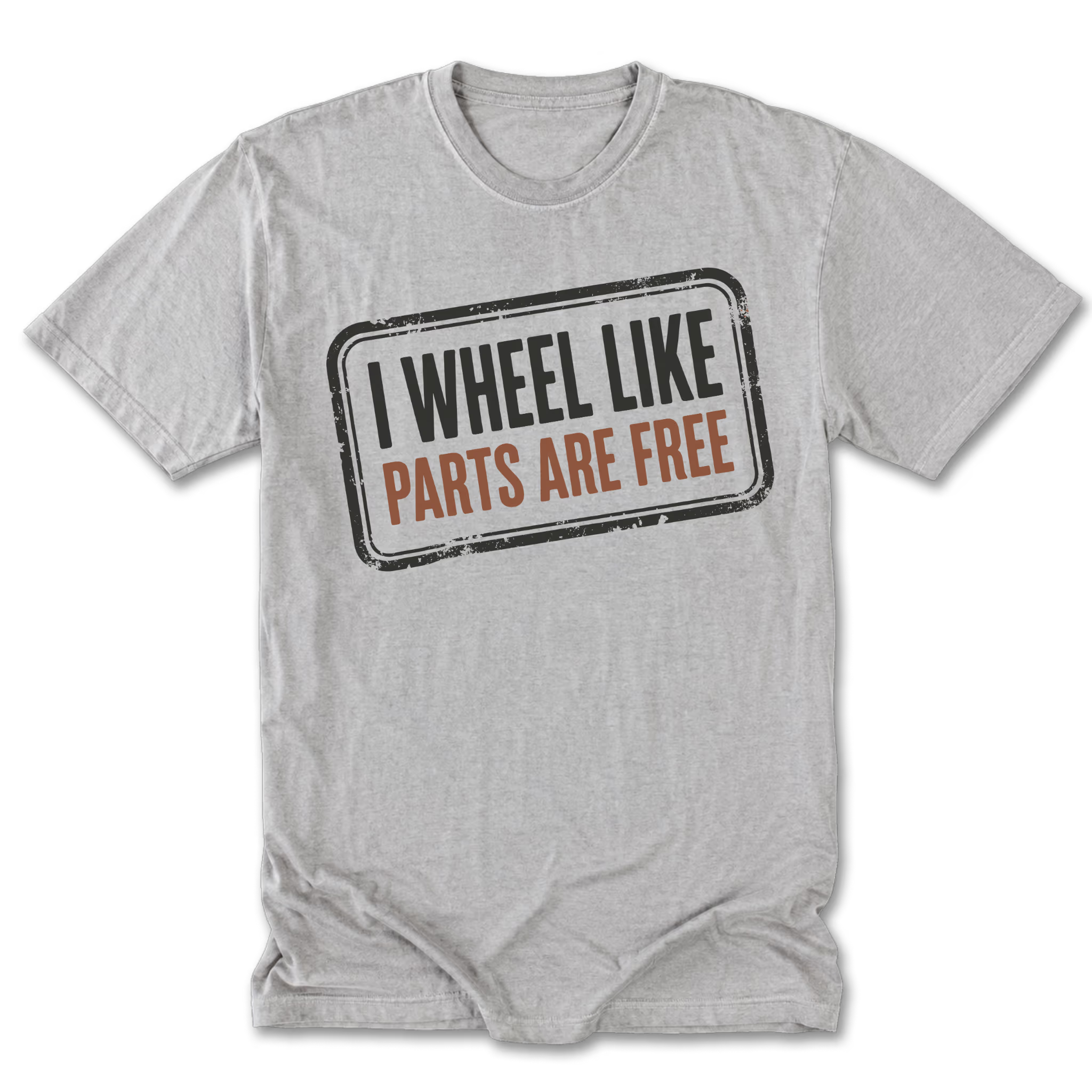 Light Steel Tall Tee featuring the Parts Are Free design on the front by Trail Snark.