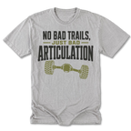 Light Steel tall tee featuring the Bad Articulation design on the front by Trail Snark.