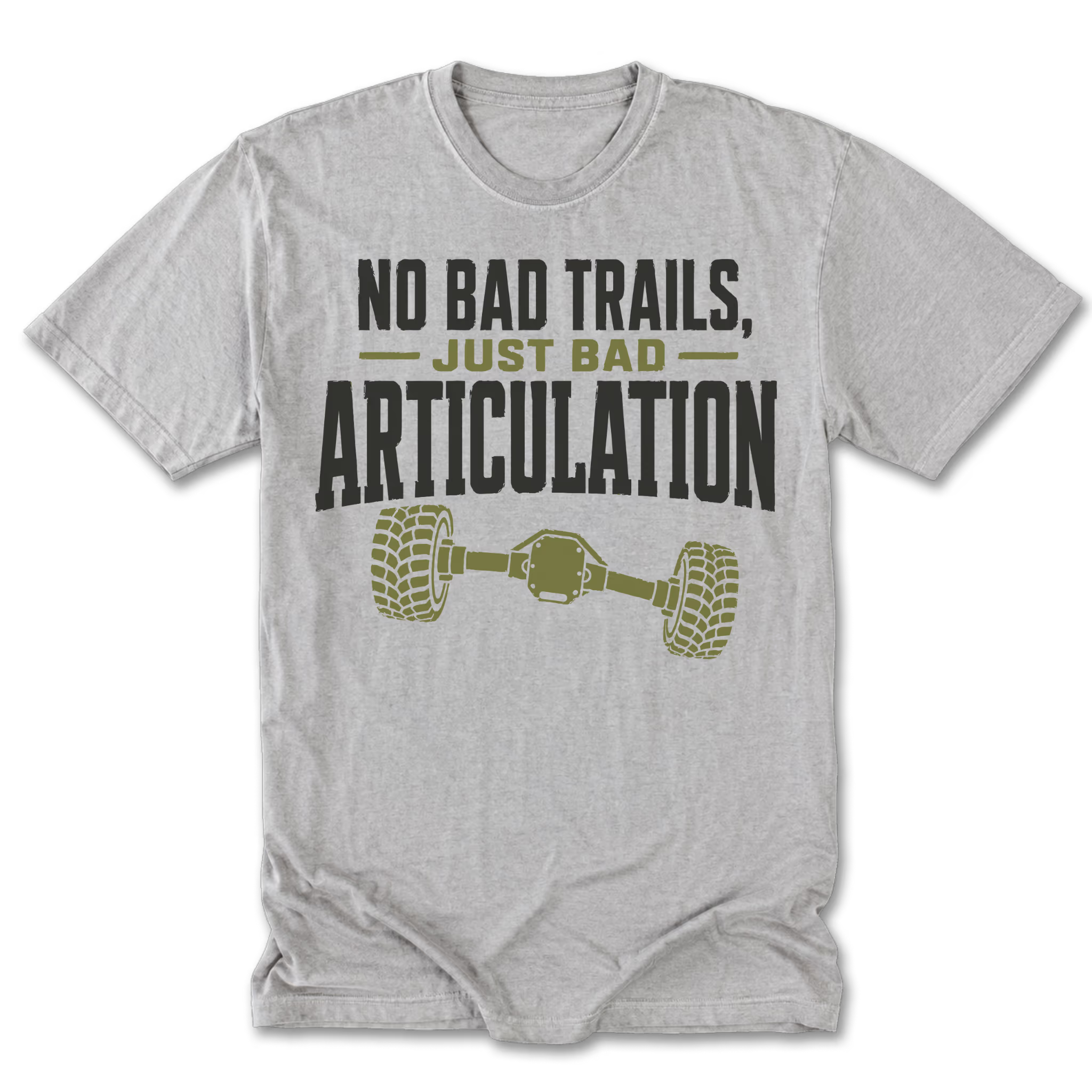 Light Steel tall tee featuring the Bad Articulation design on the front by Trail Snark.