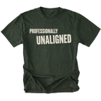 Moss T-Shirt featuring the Professionally Unaligned design on the front by Trail Snark.