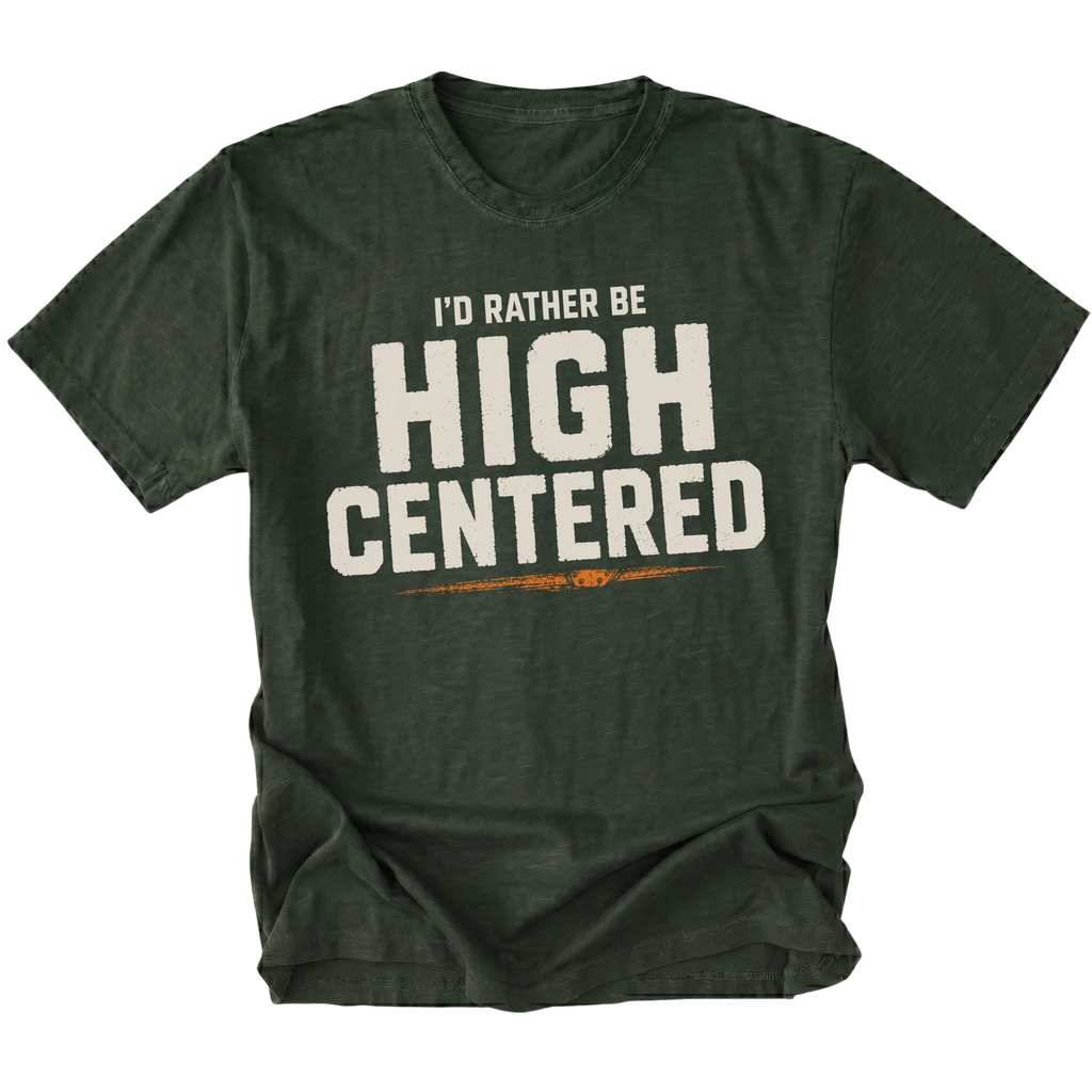 Moss t-shirt featuring the High Centered design on the front by Trail Snark.