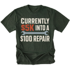 Moss T-Shirt featuring the five-thousand-dollar repair design on the front by Trail Snark.