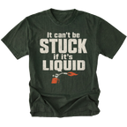 Moss t-shirt featuring the Liquid Stuck design on the front by Trail Snark.