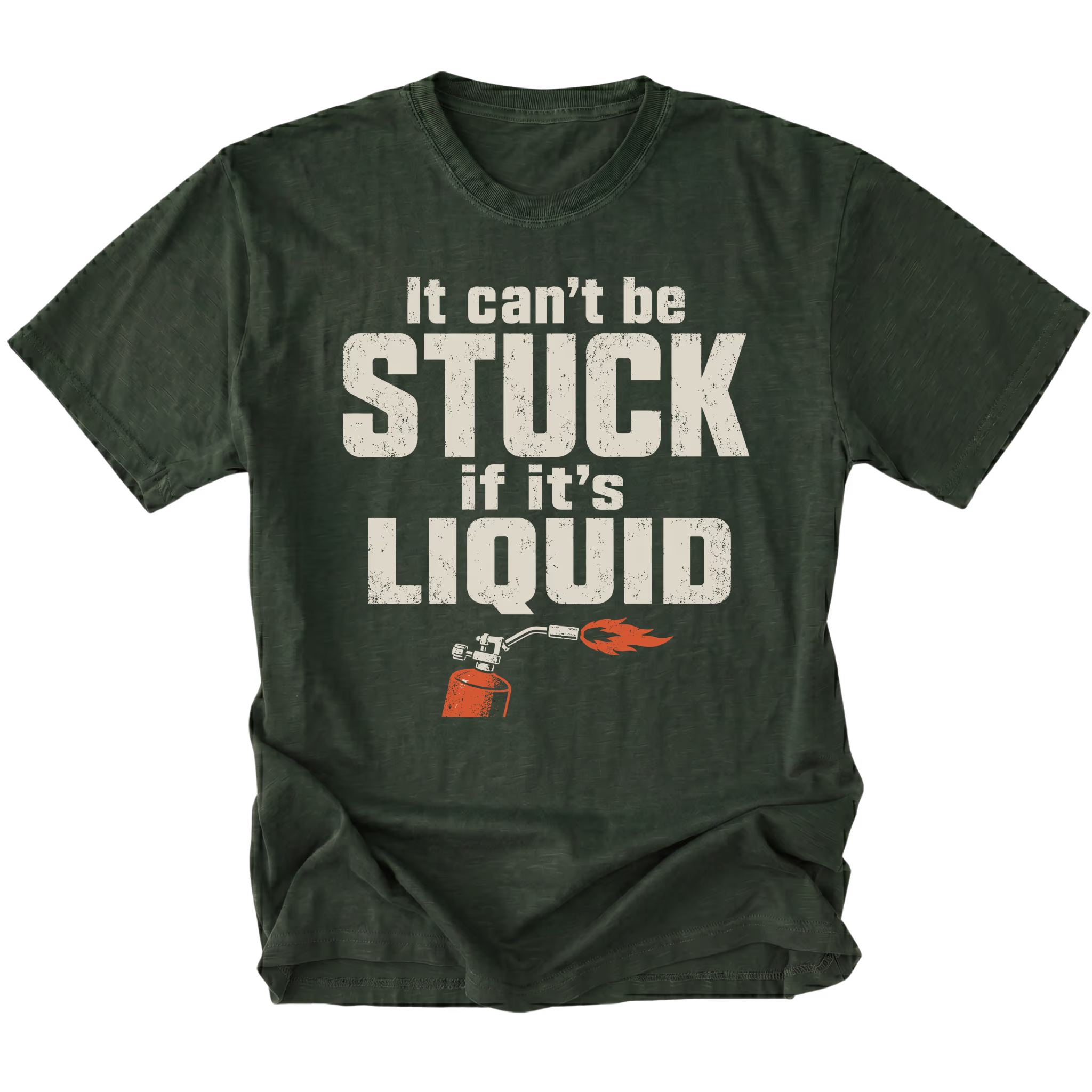 Moss t-shirt featuring the Liquid Stuck design on the front by Trail Snark.