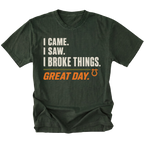 Moss T-shirt featuring the Broke Things design on the front by Trail Snark.