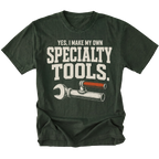 Moss T-shirt featuring the Specialty Tools design with an improvised welded wrench on the front by Trail Snark.