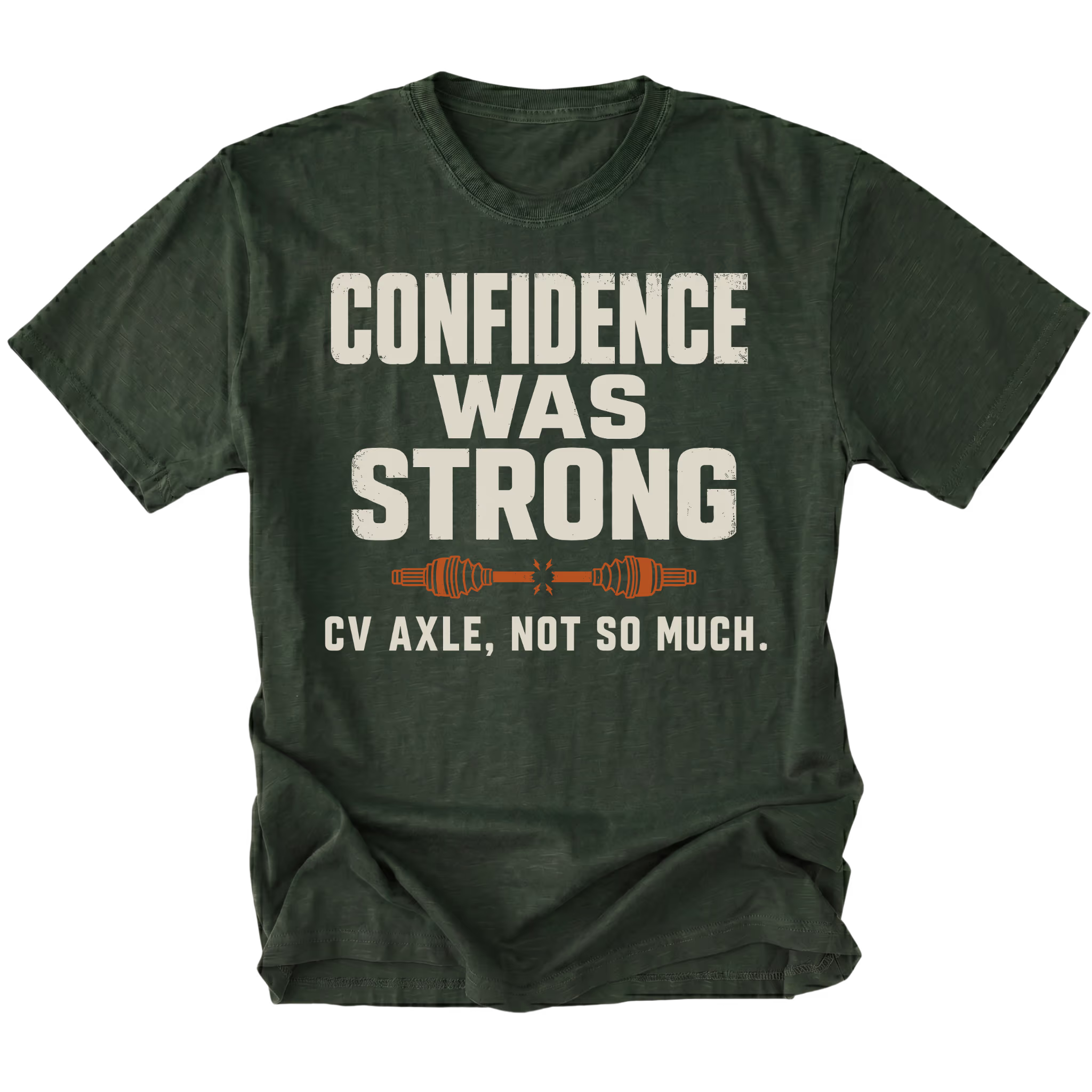 Moss t-shirt featuring the Weak CV Axle design on the front by Trail Snark.