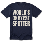 Navy Tall Tee featuring the World’s Okayest Spotter design on the front by Trail Snark.