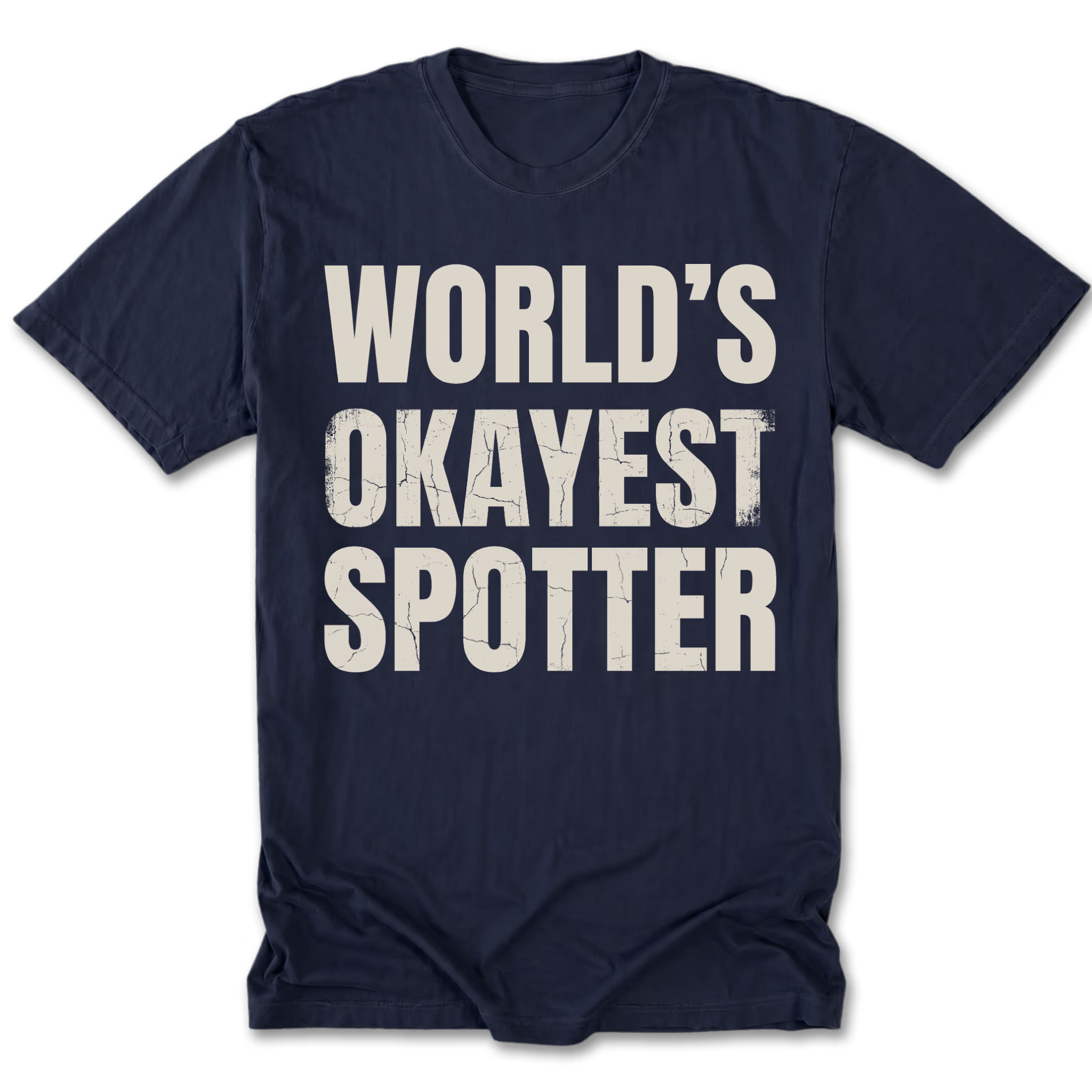 Navy Tall Tee featuring the World’s Okayest Spotter design on the front by Trail Snark.