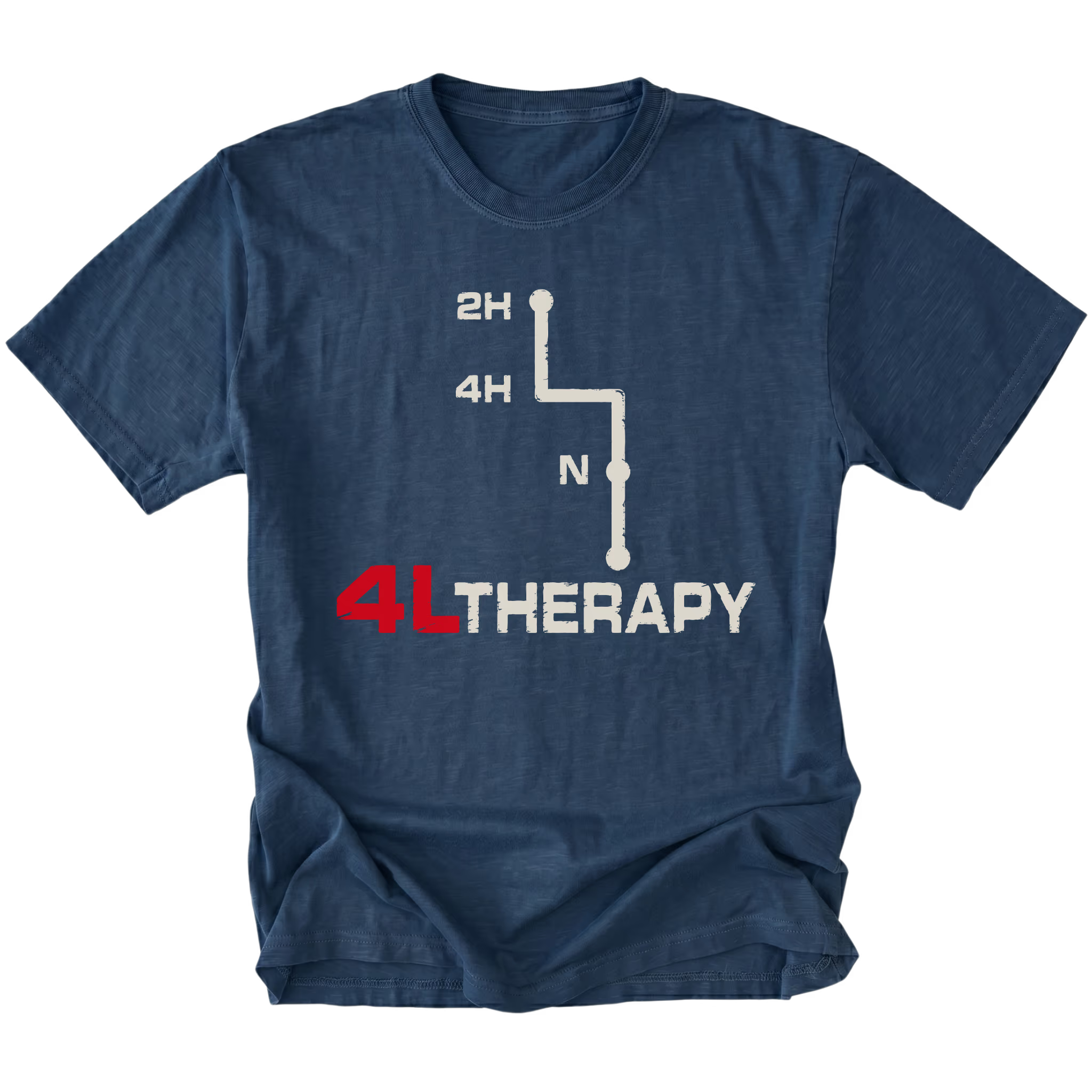 Navy t-shirt featuring the 4L Therapy design on the front by Trail Snark.