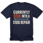 Black Tall Tee featuring the five-thousand-dollar repair design on the front by Trail Snark.