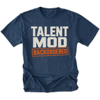 Navy T-shirt featuring the Backordered Talent design on the front by Trail Snark.