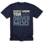 Navy Tall Tee featuring the Silently Judging Your Driver Mod design on the front by Trail Snark.