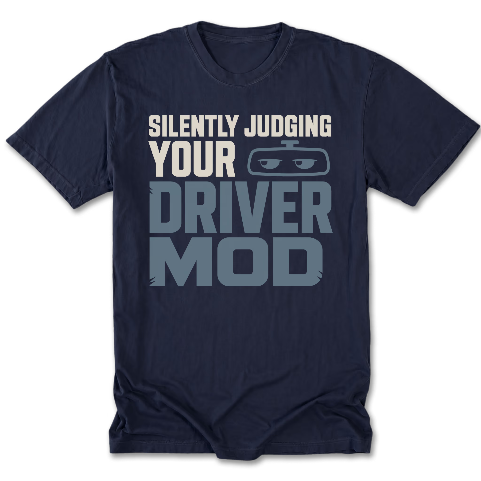 Navy Tall Tee featuring the Silently Judging Your Driver Mod design on the front by Trail Snark.