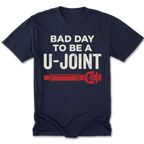 Navy Tall Tee featuring the Bad Day to Be a U-Joint design on the front by Trail Snark.