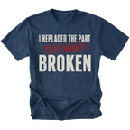 Navy t-shirt featuring the Wrong Part design on the front by Trail Snark.