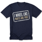 Navy Tall Tee featuring the Parts Are Free design on the front by Trail Snark.