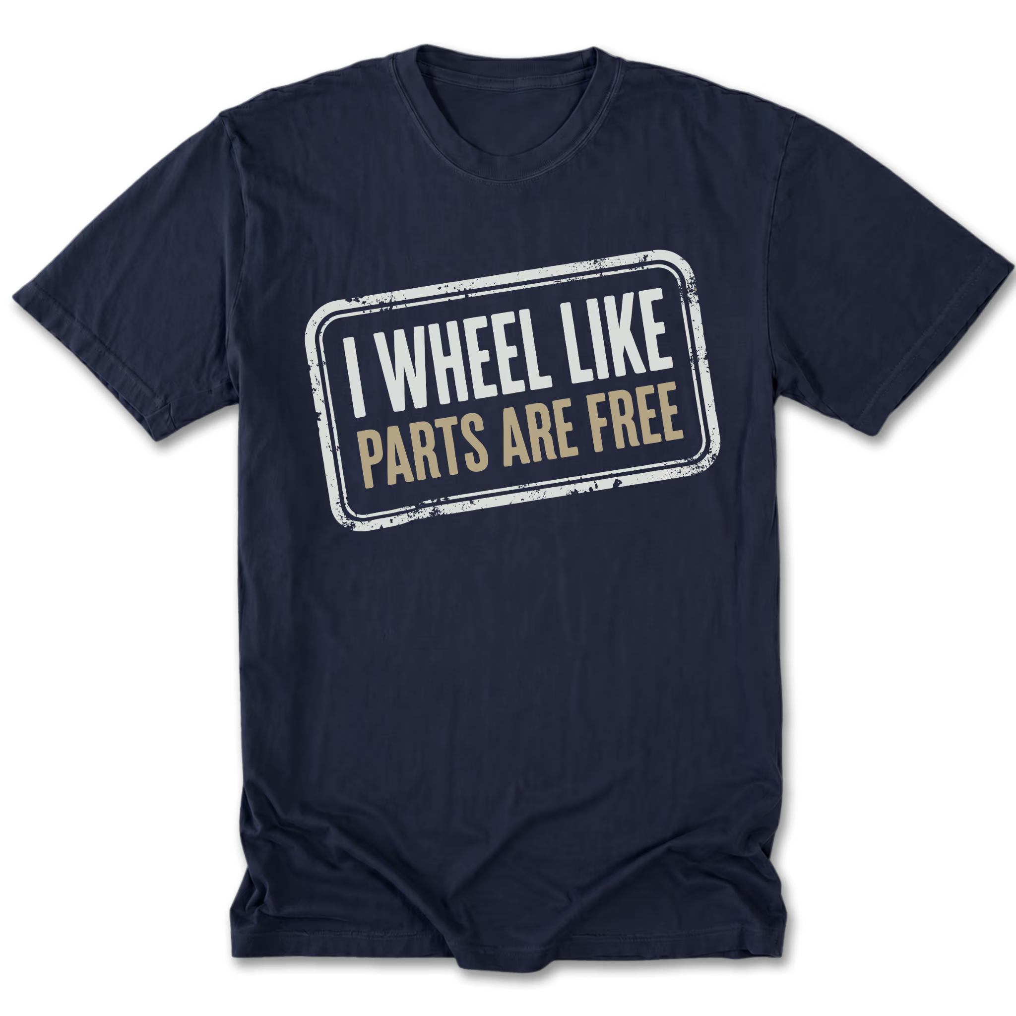 Navy Tall Tee featuring the Parts Are Free design on the front by Trail Snark.