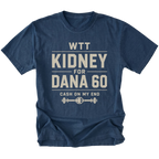 Navy T-shirt with a WTT Kidney For Dana 60 off-road axle trade design shown from the front by Trail Snark.
