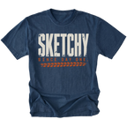 Navy T-shirt featuring the Sketchy Since Day One design on the front by Trail Snark.