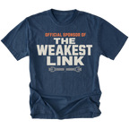 Navy t-shirt featuring the Weakest Link design on the front by Trail Snark.