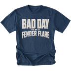 Navy T-Shirt featuring the Bad Day To Be A Fender Flare design on the front by Trail Snark.